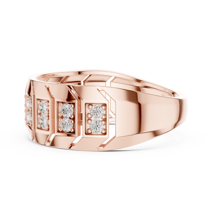Modern Diamond Band Ring – Greek Key Design.