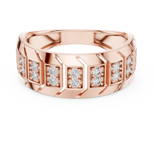 Modern Diamond Band Ring – Greek Key Design.