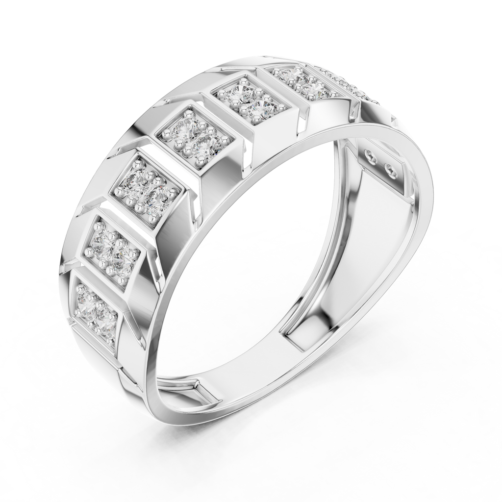 Modern Diamond Band Ring – Greek Key Design.