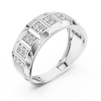 Modern Diamond Band Ring – Greek Key Design.