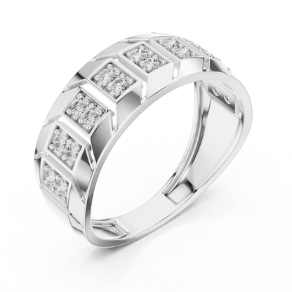 Modern Diamond Band Ring – Greek Key Design.