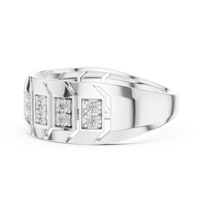 Modern Diamond Band Ring – Greek Key Design.