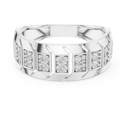 Modern Diamond Band Ring – Greek Key Design.