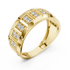 Modern Diamond Band Ring – Greek Key Design.