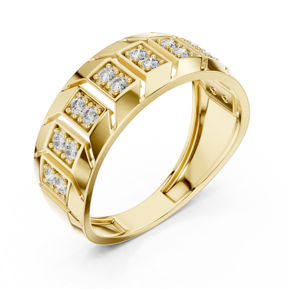 Modern Diamond Band Ring – Greek Key Design.
