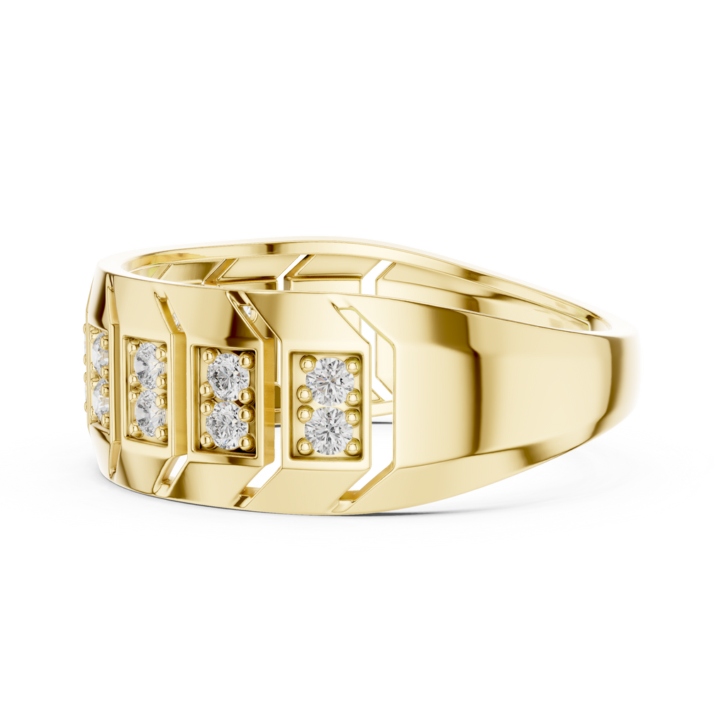 Modern Diamond Band Ring – Greek Key Design.
