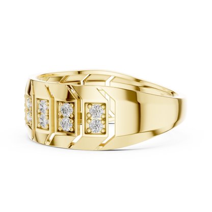 Modern Diamond Band Ring – Greek Key Design.