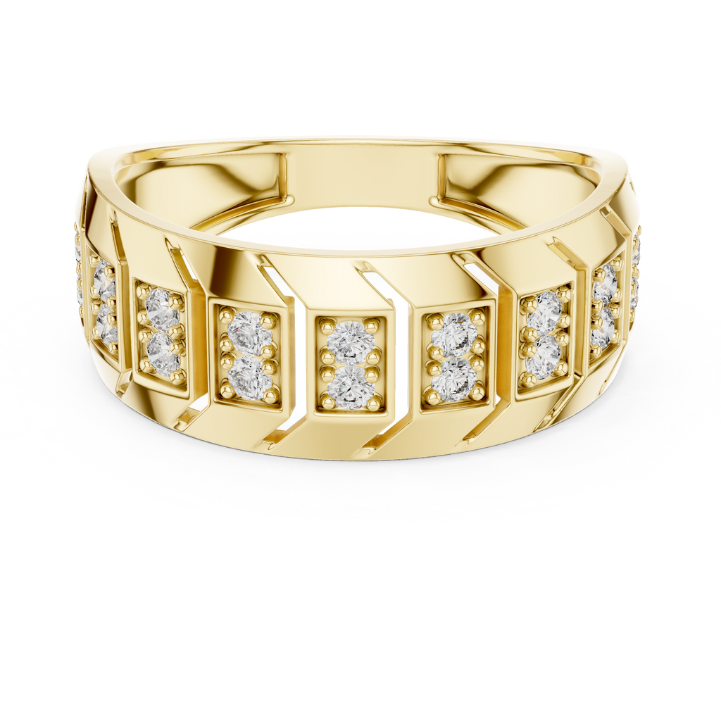 Modern Diamond Band Ring – Greek Key Design.