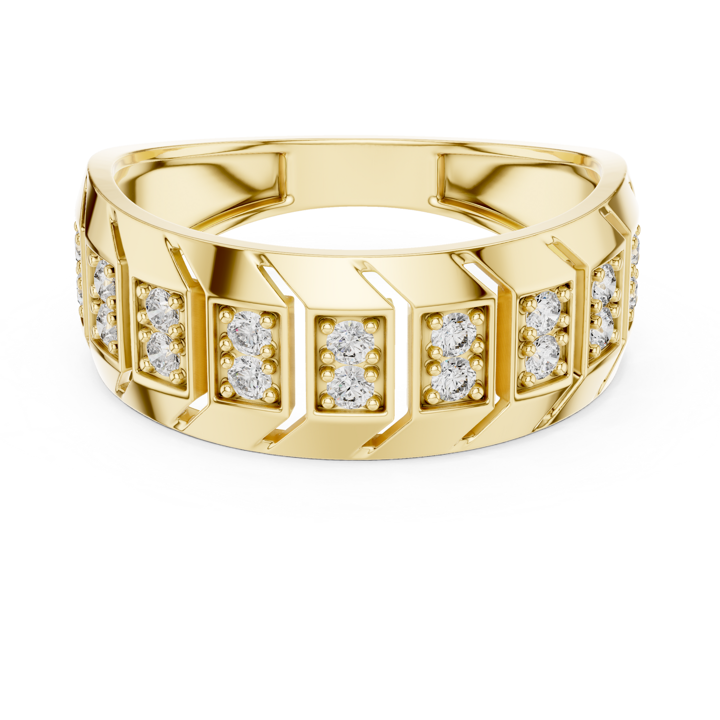 Modern Diamond Band Ring – Greek Key Design.