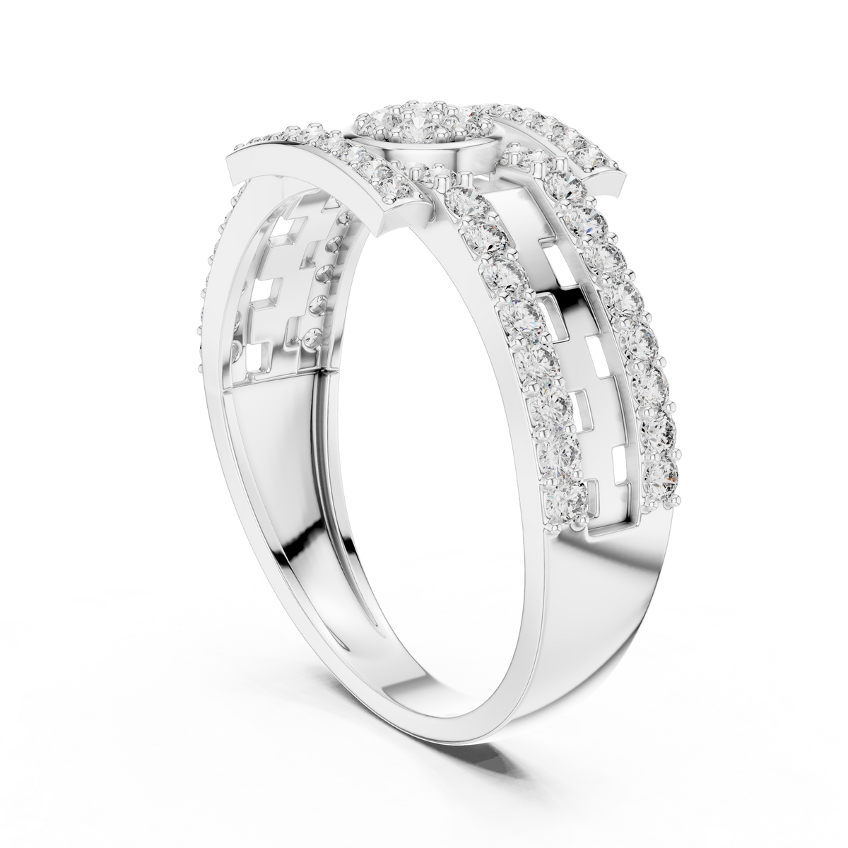 Designer Diamond Ring – Premium Greek Pattern Band