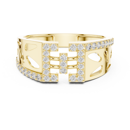 Royal Diamond Statement Ring – Premium Gold Band.