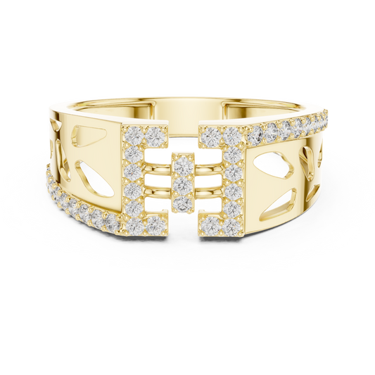 Royal Diamond Statement Ring – Premium Gold Band.