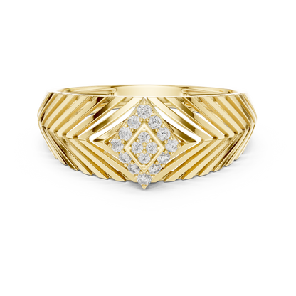 خاتم ماسي بتصميم تاج – خاتم ذهب فاخر بتصميم مصمم.