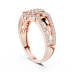 Round Diamond Cluster Halo Ring – Double Band Pave Diamond Ring in Gold