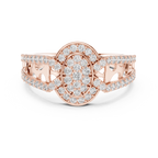 Round Diamond Cluster Halo Ring – Double Band Pave Diamond Ring in Gold