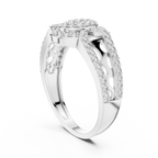 Round Diamond Cluster Halo Ring – Double Band Pave Diamond Ring in Gold