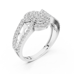 Round Diamond Cluster Halo Ring – Double Band Pave Diamond Ring in Gold