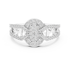 Round Diamond Cluster Halo Ring – Double Band Pave Diamond Ring in Gold