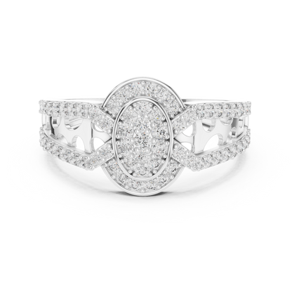 Round Diamond Cluster Halo Ring – Double Band Pave Diamond Ring in Gold