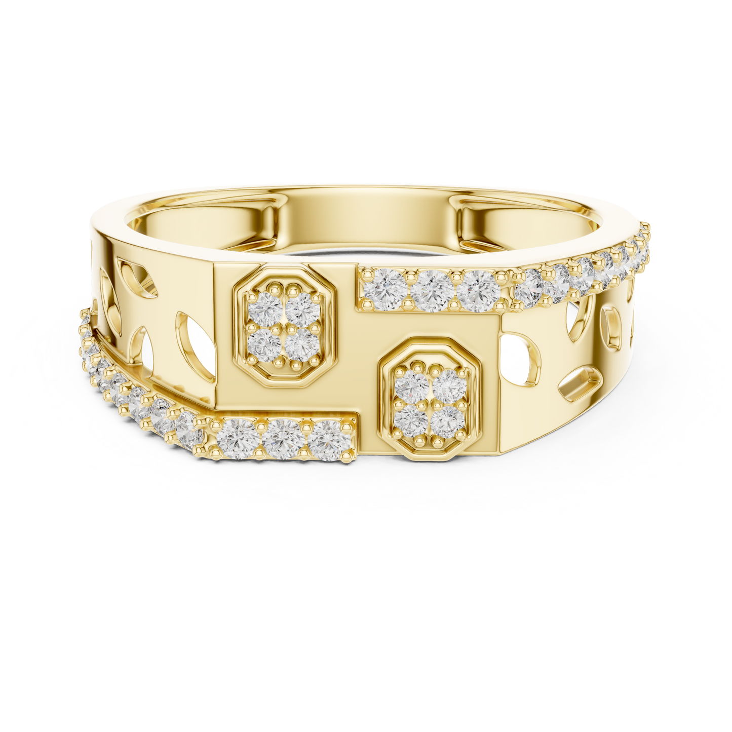 A Bold Multi-Cluster Diamond Statement Ring