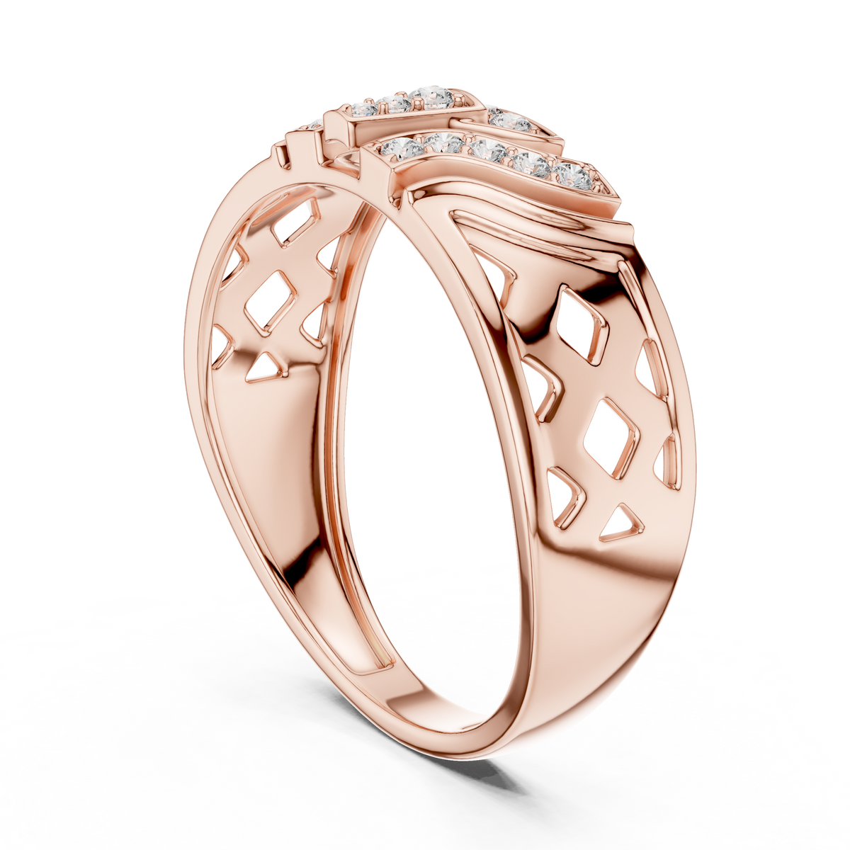 A Bold Rose Gold Statement Ring with Stepped Diamond Tiers