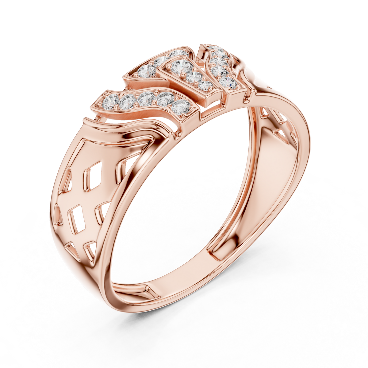 A Bold Rose Gold Statement Ring with Stepped Diamond Tiers