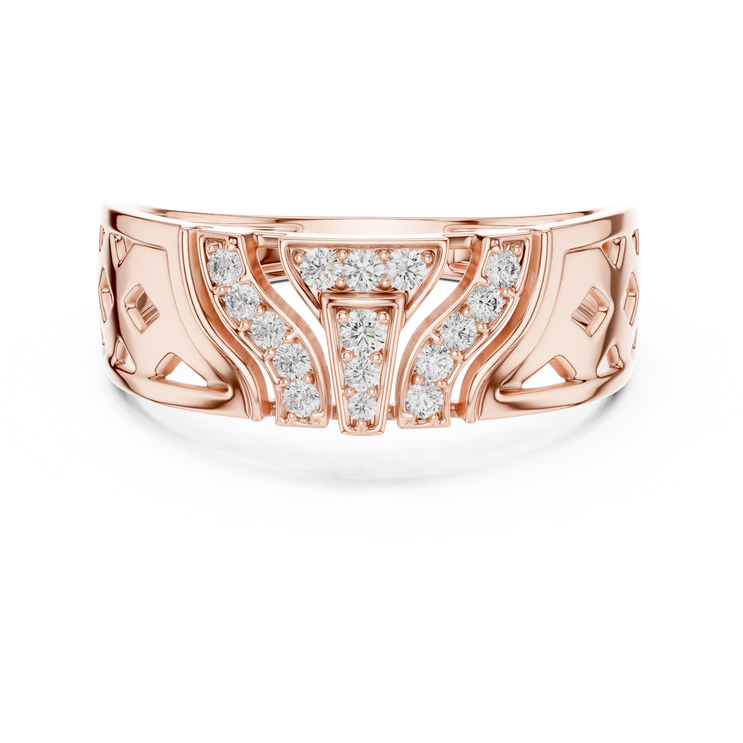 A Bold Rose Gold Statement Ring with Stepped Diamond Tiers