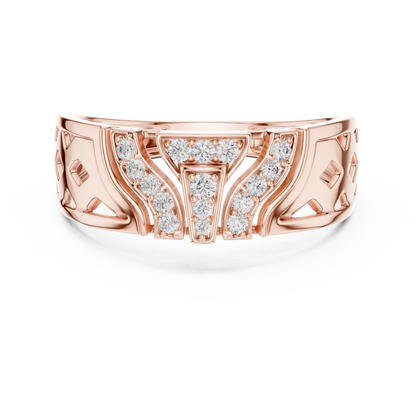 A Bold Rose Gold Statement Ring with Stepped Diamond Tiers