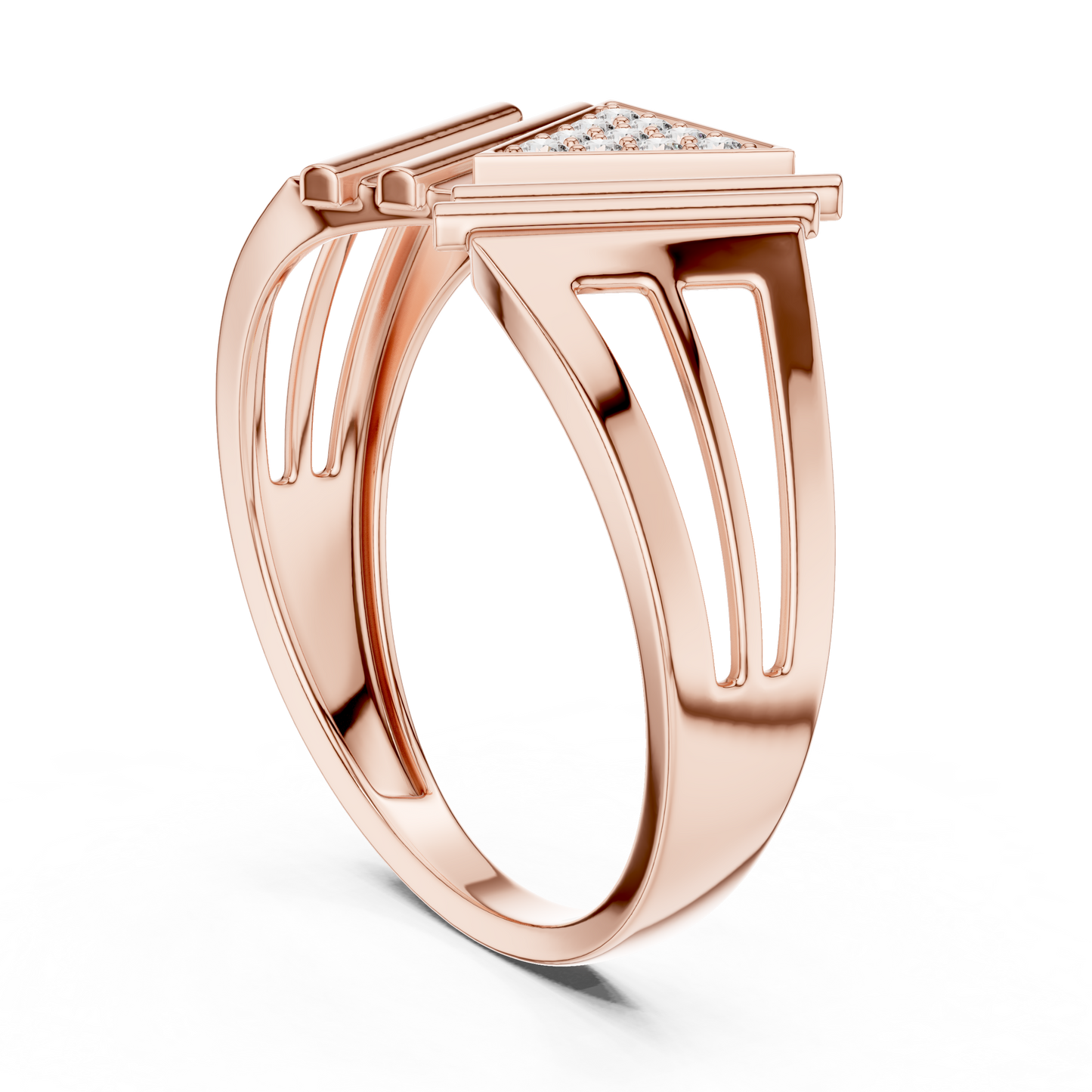 Masterpiece Featuring a Triangular Diamond Cluster and Fluted Tiered Wings