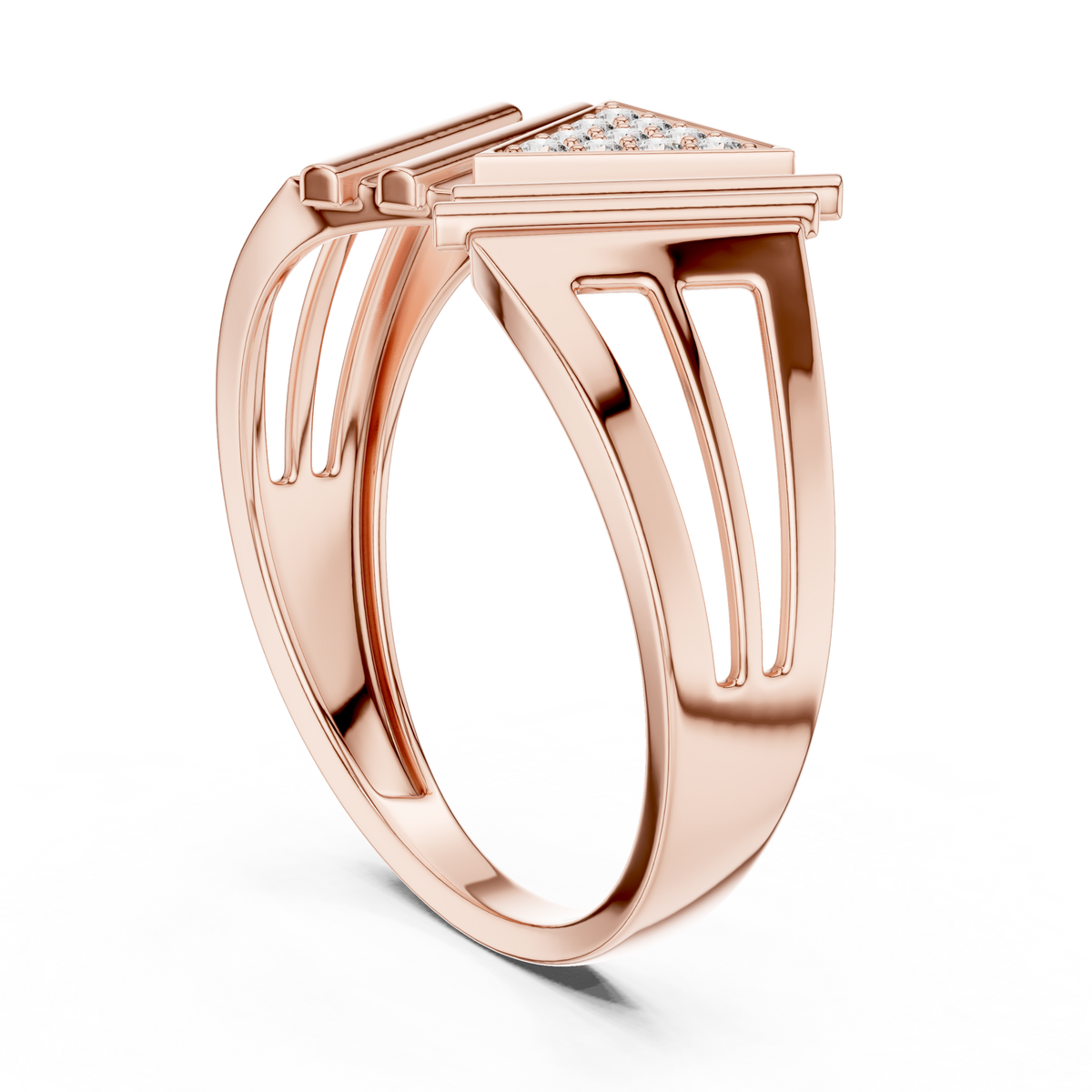 Masterpiece Featuring a Triangular Diamond Cluster and Fluted Tiered Wings