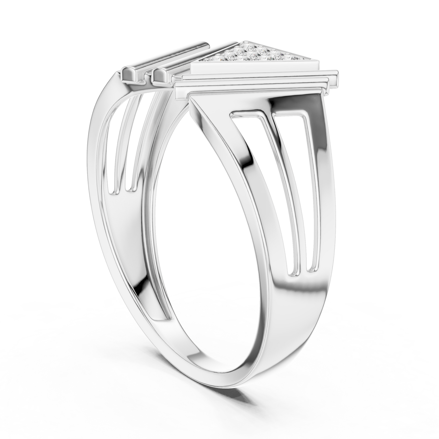 Masterpiece Featuring a Triangular Diamond Cluster and Fluted Tiered Wings