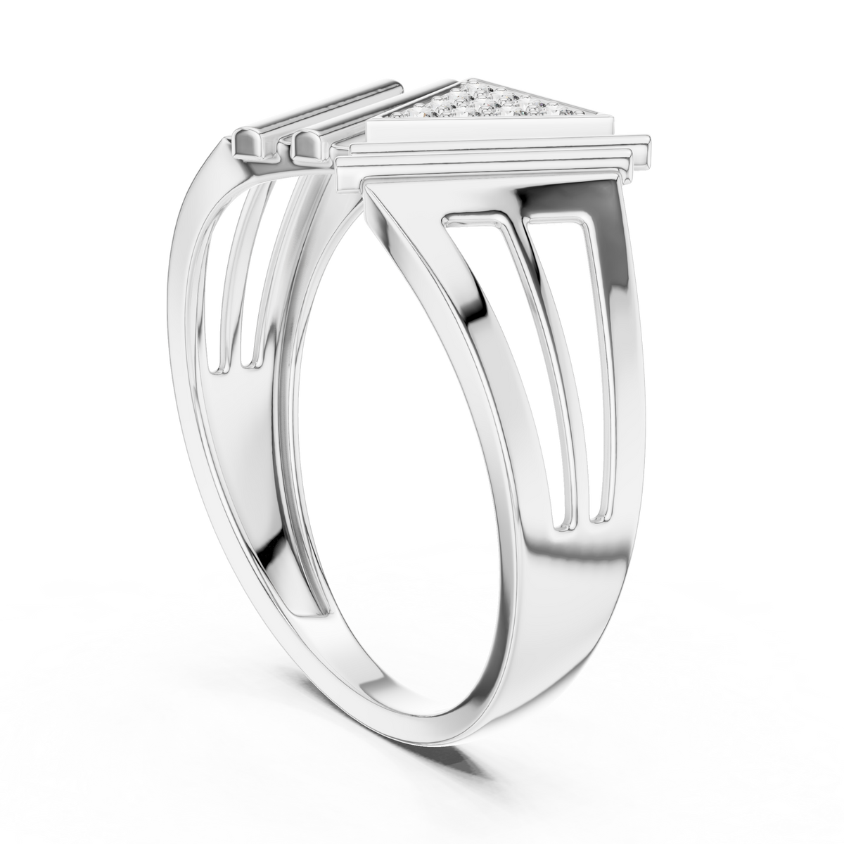 Masterpiece Featuring a Triangular Diamond Cluster and Fluted Tiered Wings