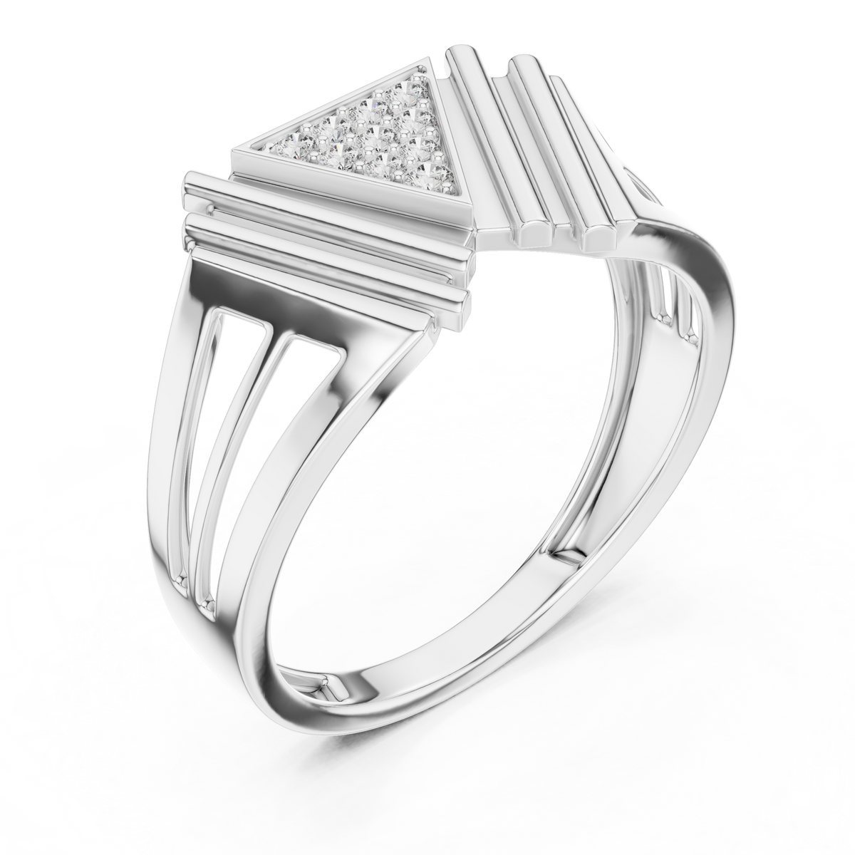 Masterpiece Featuring a Triangular Diamond Cluster and Fluted Tiered Wings