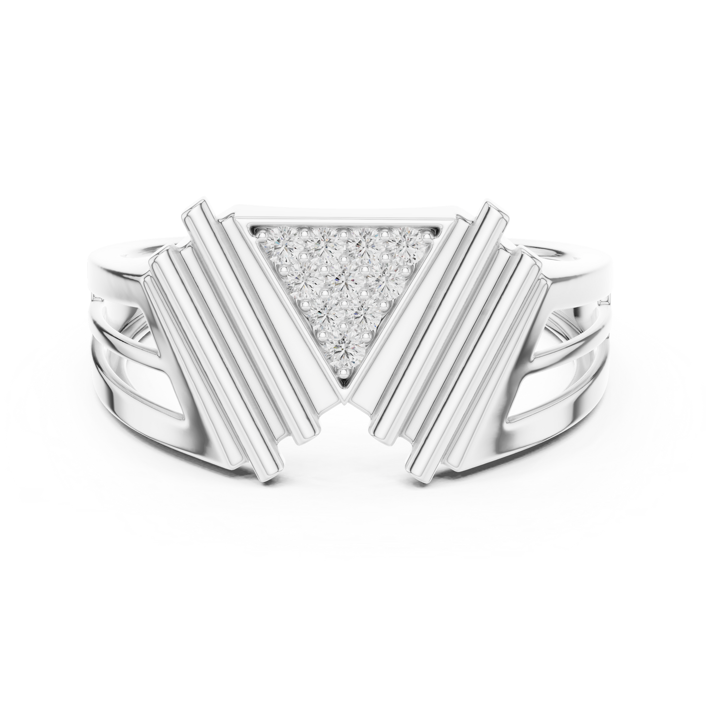 Masterpiece Featuring a Triangular Diamond Cluster and Fluted Tiered Wings