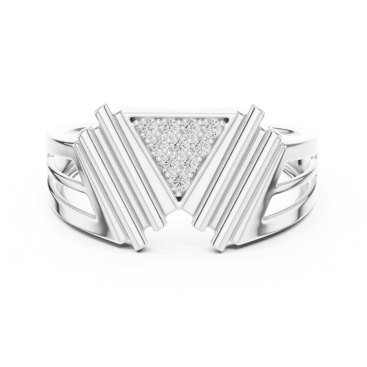 Masterpiece Featuring a Triangular Diamond Cluster and Fluted Tiered Wings