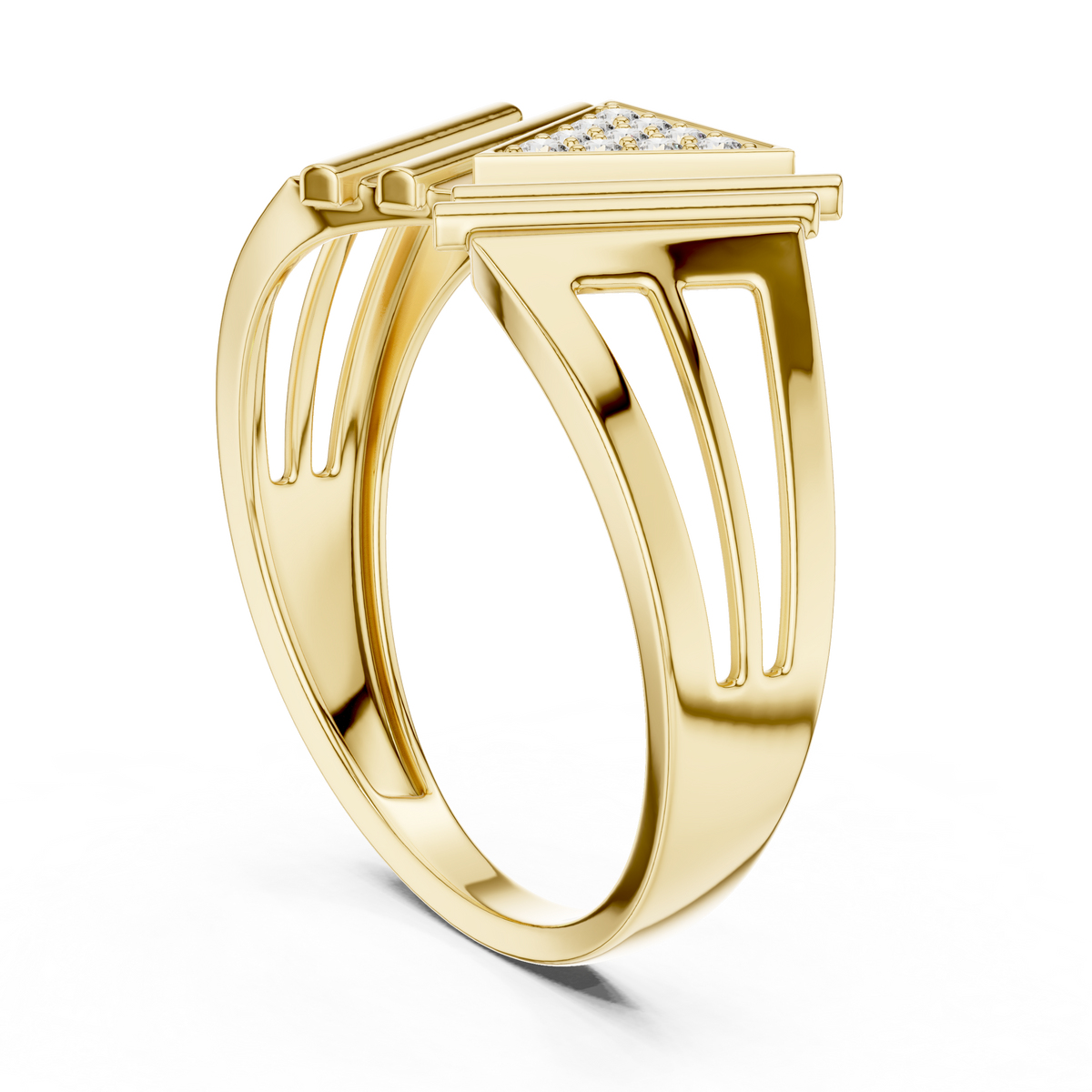 Masterpiece Featuring a Triangular Diamond Cluster and Fluted Tiered Wings