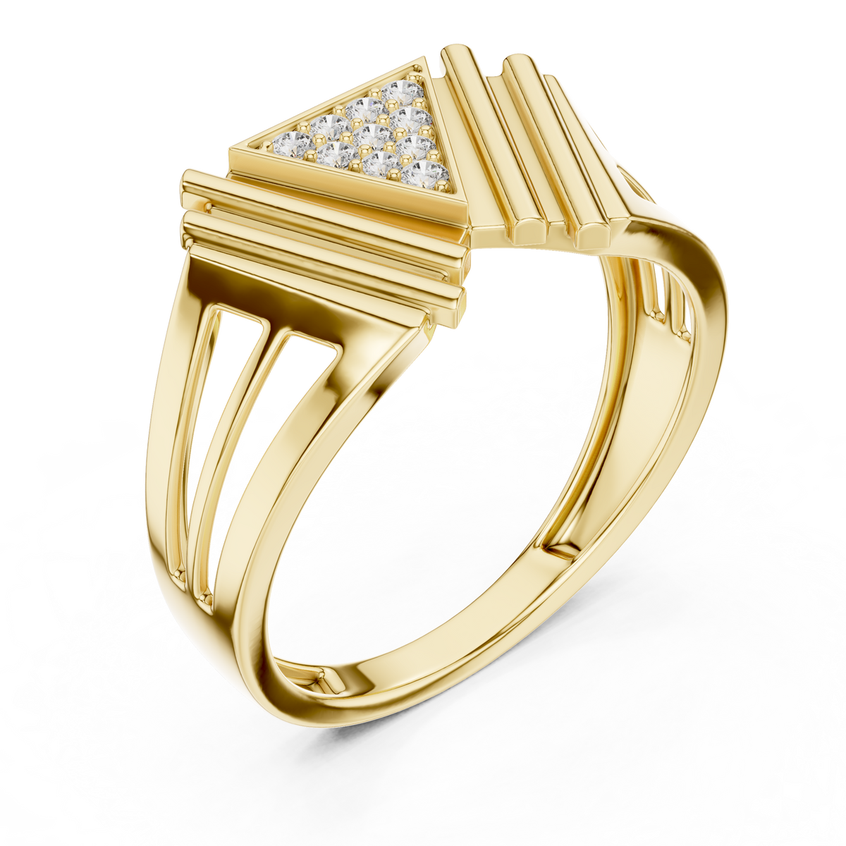 Masterpiece Featuring a Triangular Diamond Cluster and Fluted Tiered Wings