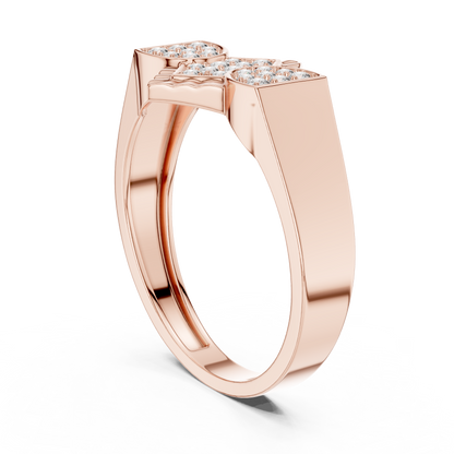 Geometric Diamond Cluster Gold Ring for Women