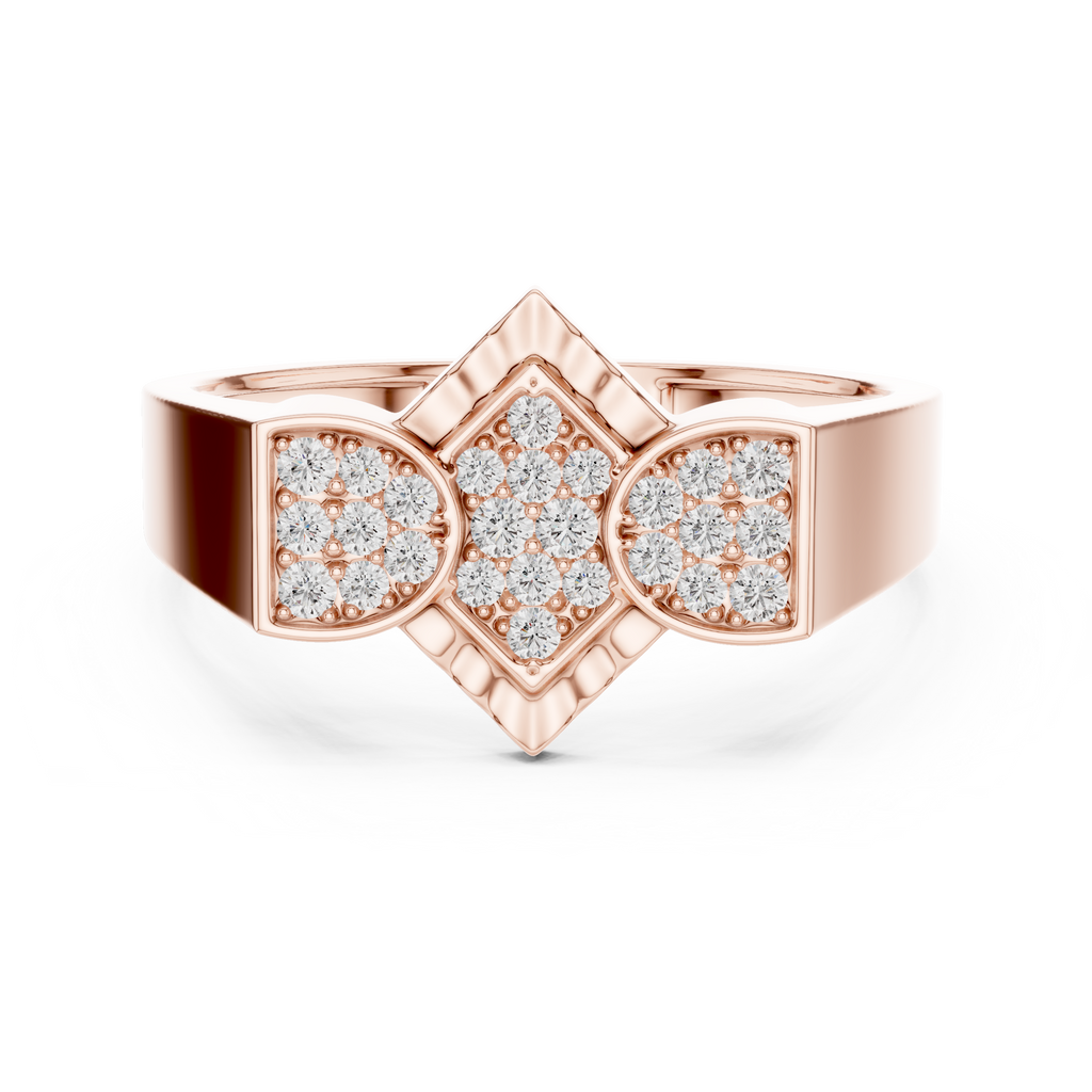 Geometric Diamond Cluster Gold Ring for Women