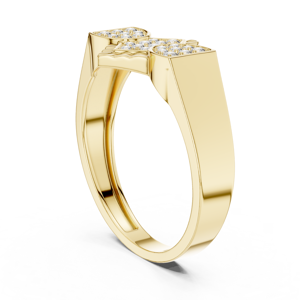 Geometric Diamond Cluster Gold Ring for Women