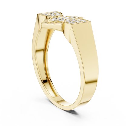 Geometric Diamond Cluster Gold Ring for Women