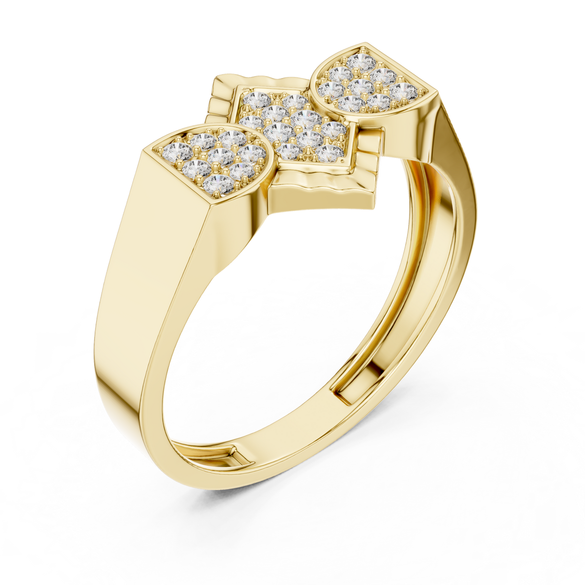 Geometric Diamond Cluster Gold Ring for Women