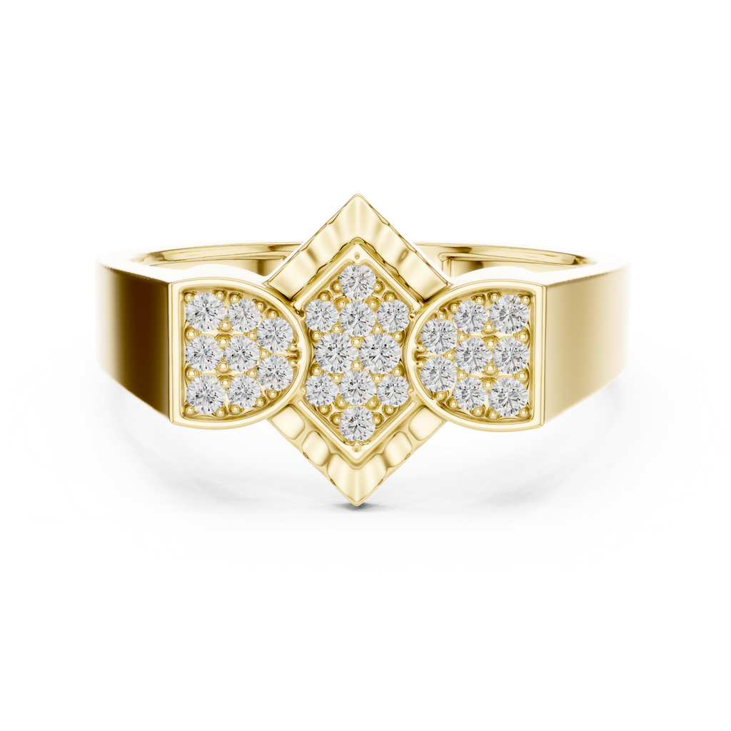 Geometric Diamond Cluster Gold Ring for Women