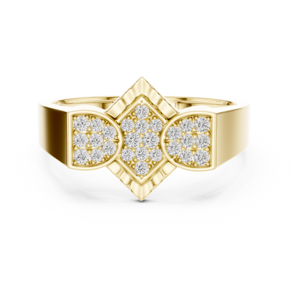 Geometric Diamond Cluster Gold Ring for Women