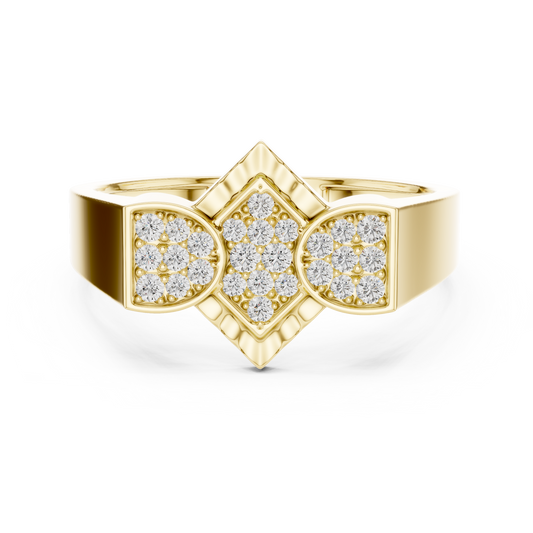 Geometric Diamond Cluster Gold Ring for Women