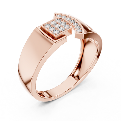 Elegant Diamond Fashion Ring – Modern Square Cluster Diamond Gold Ring
