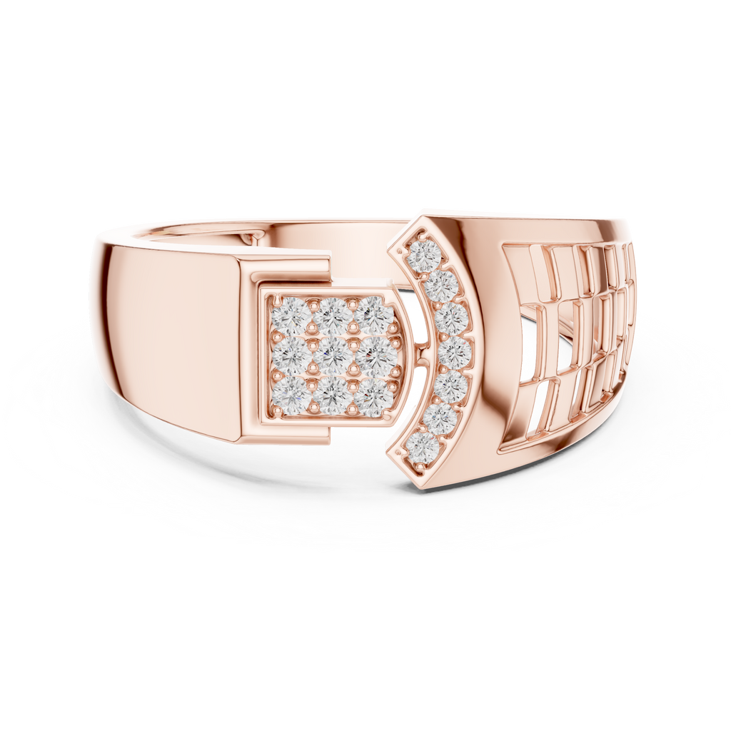 Elegant Diamond Fashion Ring – Modern Square Cluster Diamond Gold Ring