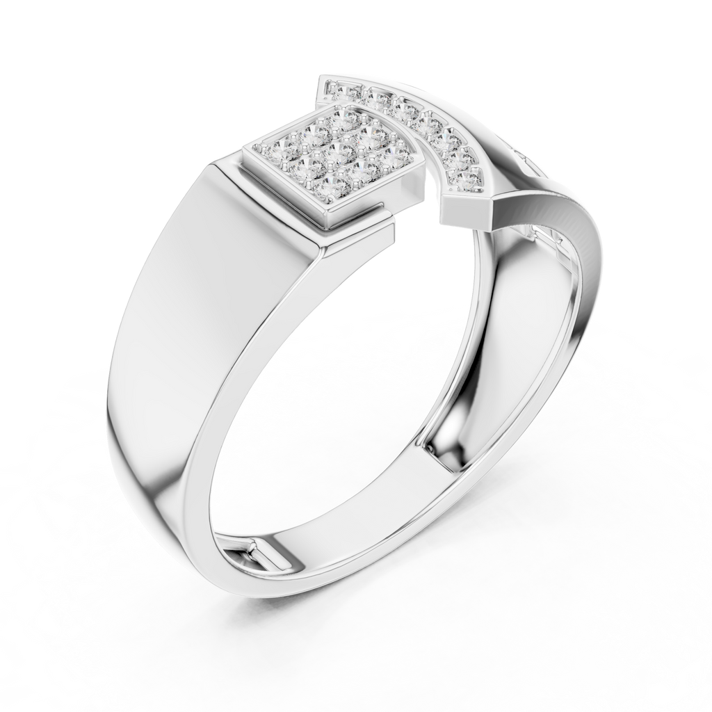 Elegant Diamond Fashion Ring – Modern Square Cluster Diamond Gold Ring