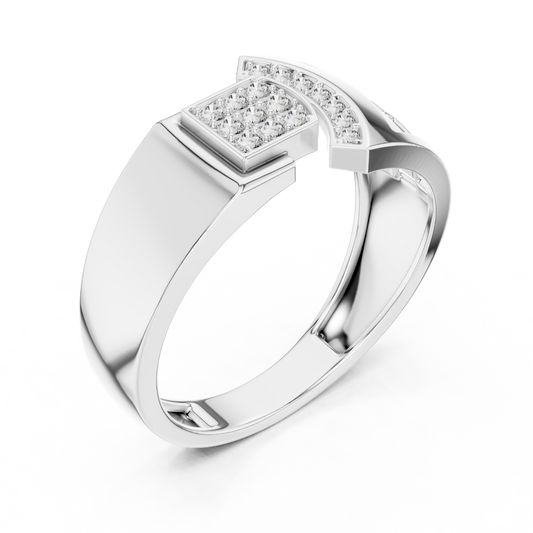 Elegant Diamond Fashion Ring – Modern Square Cluster Diamond Gold Ring
