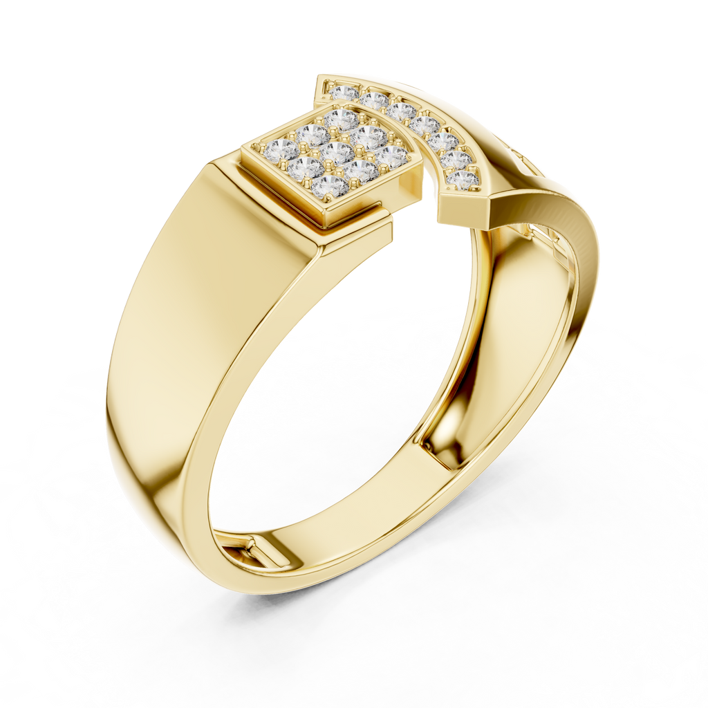 Elegant Diamond Fashion Ring – Modern Square Cluster Diamond Gold Ring
